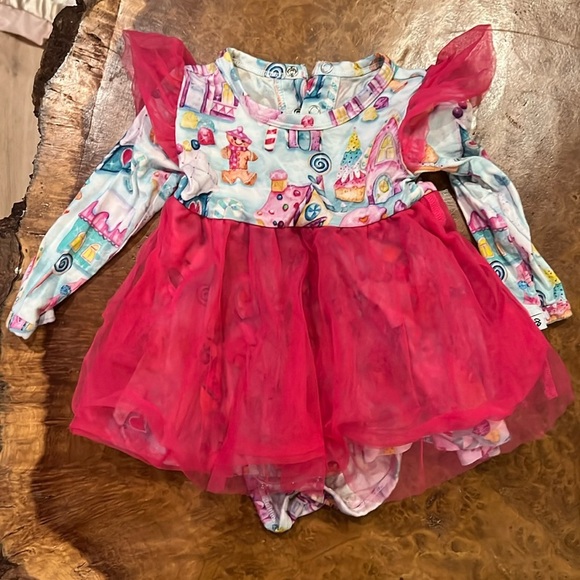 birdie bean Other - Gingerbread Print Tulle Bodysuit Dress